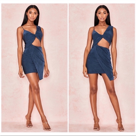 House of CB Dresses & Skirts - NWT HOUSE OF CB ‘Josephine’ Navy Silky Twist Drape Dress Size L+